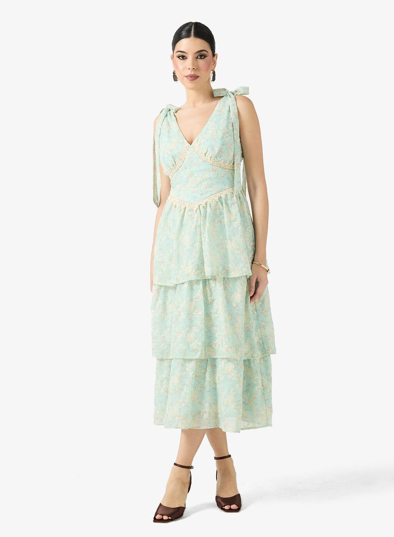 Just Me V-Neck Tiered Dress - Image 4
